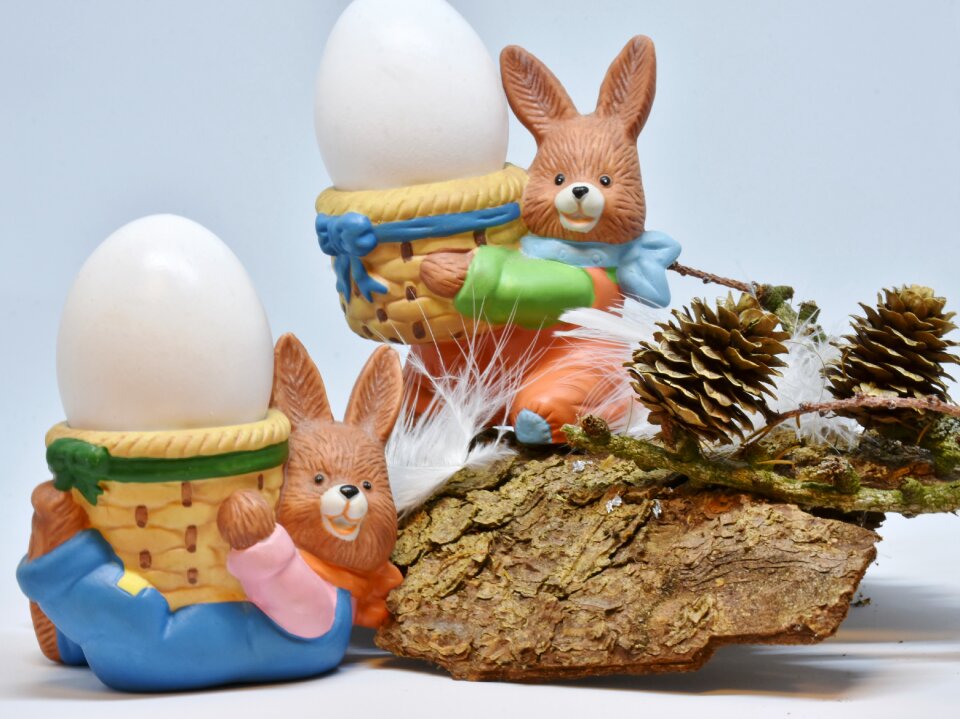 Easter eggs painted feather