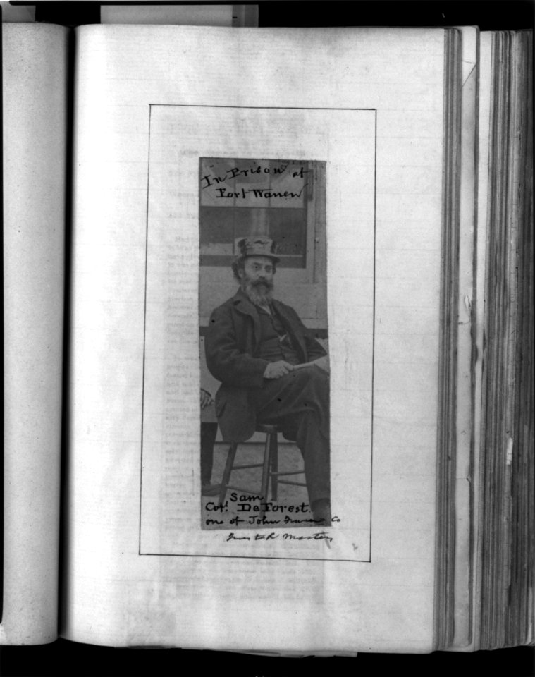 Capt. Sam DeForest, three-quarters length, seated, facing right, in prison at Fort Warren, Boston, Mass. LCCN2006690280