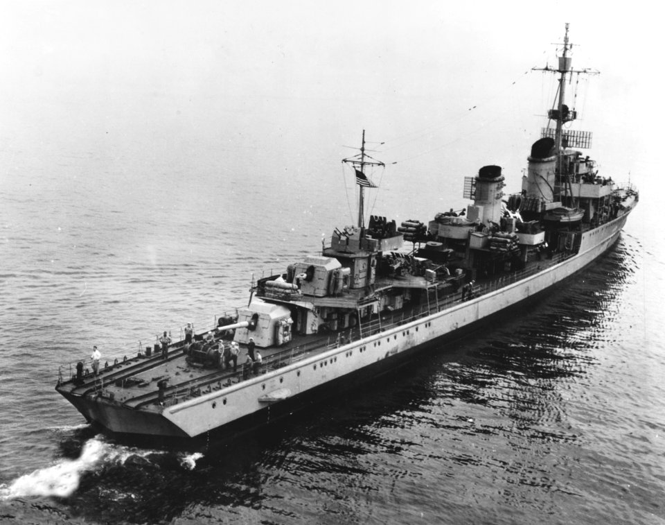Captured German destroyer Z39 underway off Boston on 12 September 1945