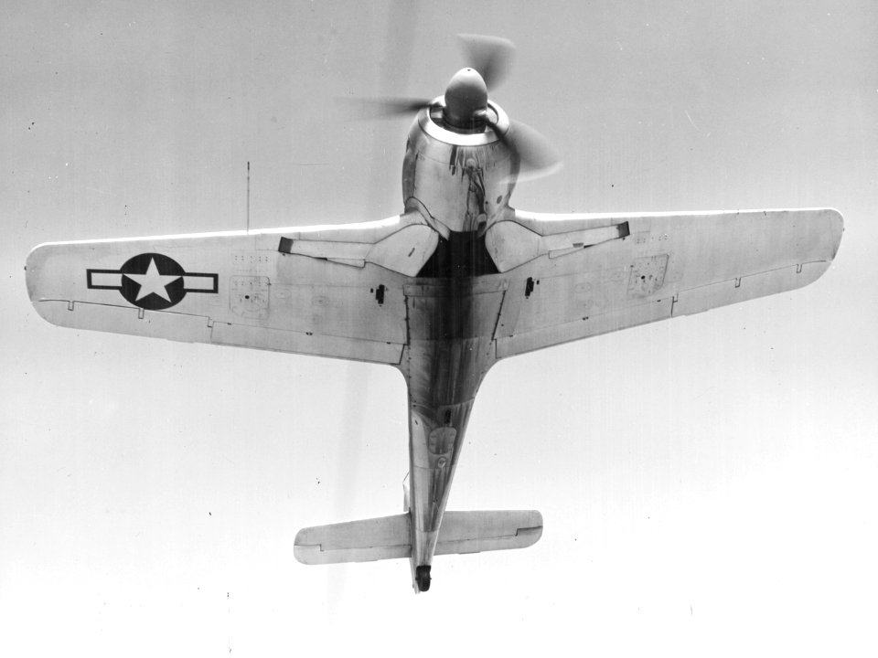 Captured Focke-Wulf Fw 190 in flight in April 1944