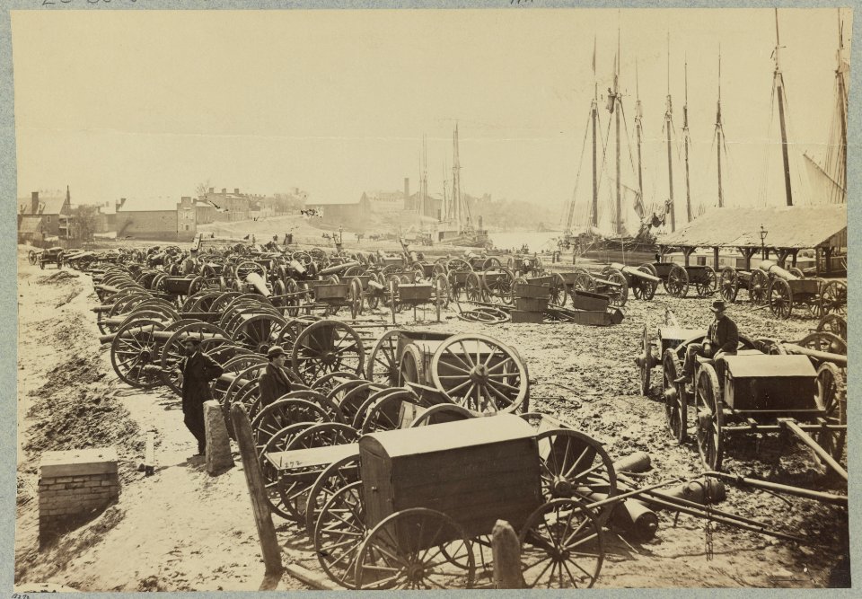 Captured Confederate artillery, on the docks at Richmond, Va., April, 1865 LCCN2012649382