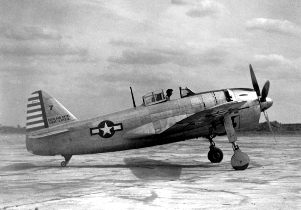 Captured Kawanishi N1K1-J on ground 1945