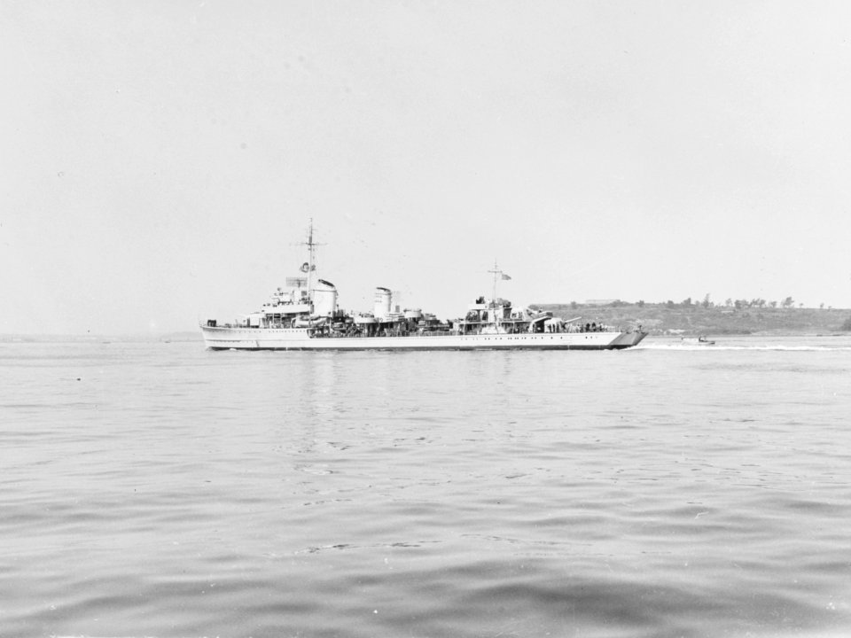 Captured German destroyer Z39 underway off Boston on 7 September 1945