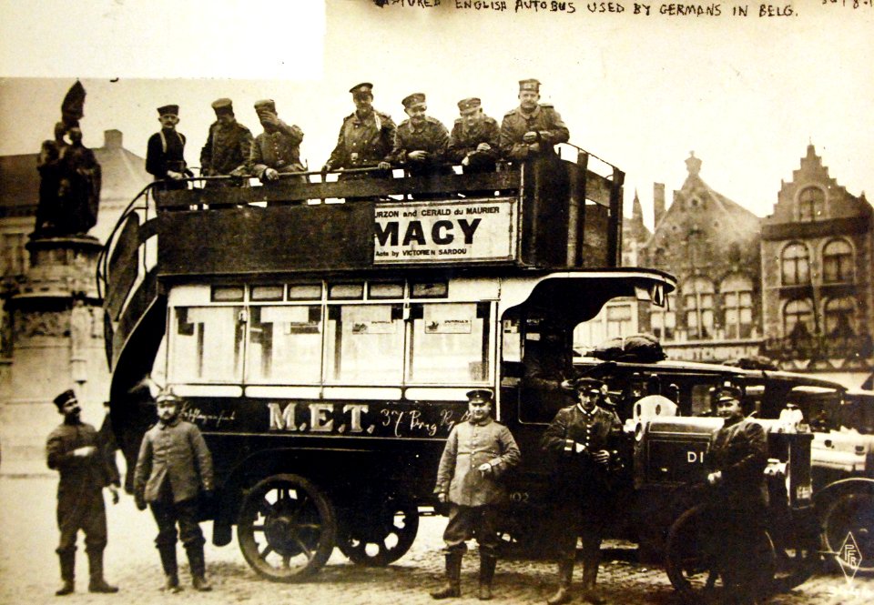 Captured English autobus used by Germans in Belgium, March 30, 1915, WWI (29845418686)