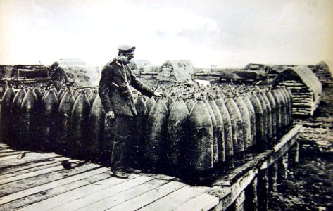 Captured heavy German shells at intact English ammunition depot, Aubigny, France (29136582650)