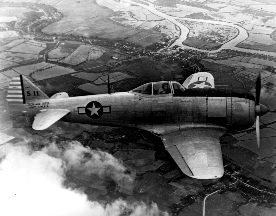 Captured Nakajima Ki-44 in flight
