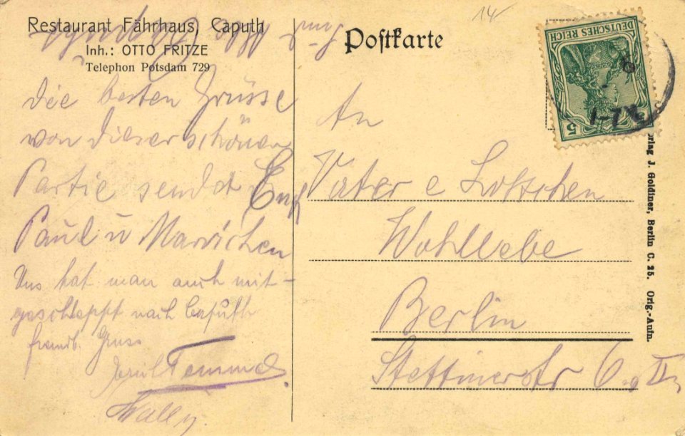 Caputh, Brandenburg - Stadtansicht (back) (Zeno Ansichtskarten)