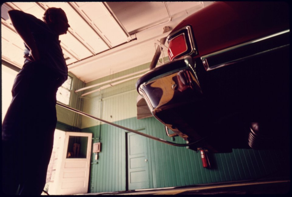 Car Being Checked at an Auto Emission Inspection Station in Norwood, Ohio...08-1975 (4266526140)