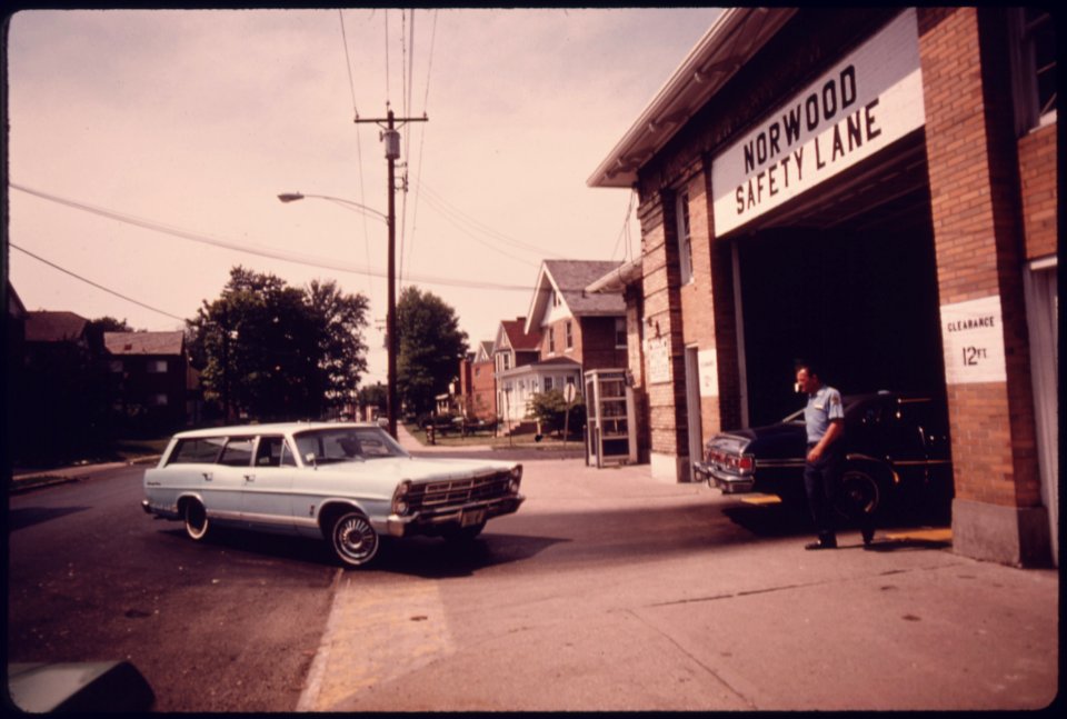 Car Enters the Safety Lane at the Norwood, Ohio, Auto Emission Inspection Station...08-1975 (4265777209)