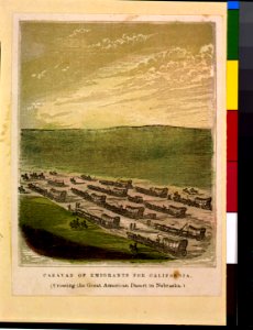 Caravan of emigrants for California (Crossing the great American desert in Nebraska) LCCN93506241
