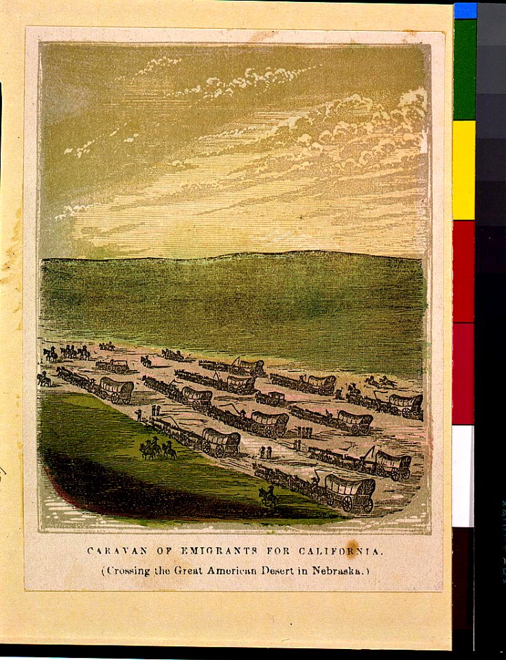 Caravan of emigrants for California (Crossing the great American desert in Nebraska) LCCN93506241