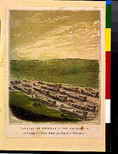 Caravan of emigrants for California (Crossing the great American desert in Nebraska) LCCN93506241