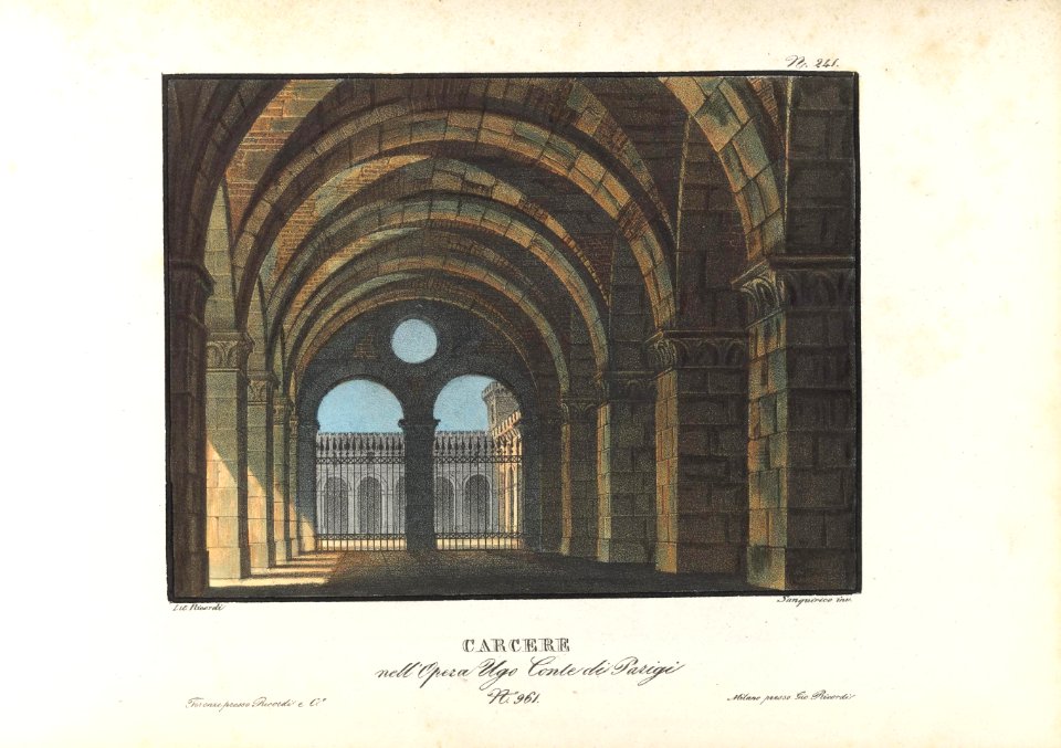 Carcere - Set design by Sanquirico for Ugo, Conte di Parigi (Milan, 1832)