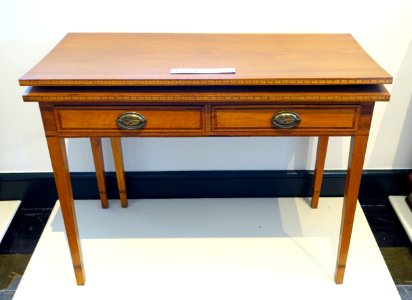 Card table, maker unknown, Rutland VT, c. 1810, cherry, birch, poplar, pine, mahogany veneer - Bennington Museum - Bennington, VT - DSC08827 photo
