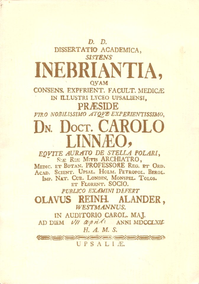 Carl Linnaeus - Inebriantia