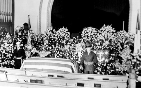 Coffin of Secretary of the Navy Frank Knox in Mount Pleasant Congregational Church, Washington, D.C. (26120893004)