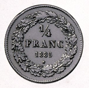 Coin BE 0.25F Leopold I laureled rev-05