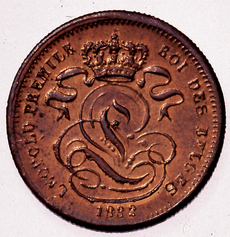Coin BE 1c Leopold I Monogram obv 09