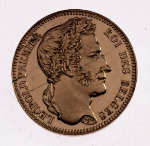 Coin BE 20F Leopold I laureled obv A2