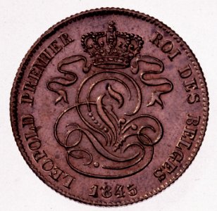 Coin BE 2c Leopol I Monogram obv 08