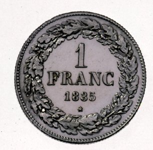 Coin BE 1F Leopold I laureled rev-03