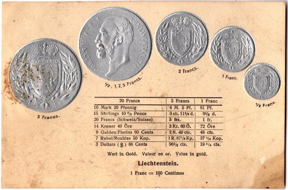 Coin postcard Liechtenstein (obv)