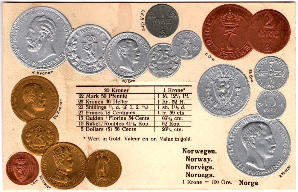 Coin postcard Norway (obv)