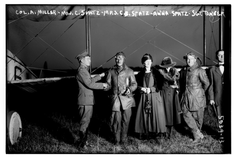 Col. A. Miller, Maj. C. Spatz, Mrs. C.B. Spatz, Anna Spatz, Sgt. Tanner LCCN2014709665