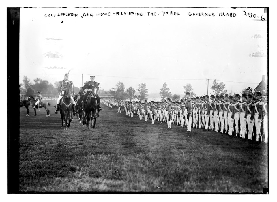 Col. Appleton and Gen. Howe Reviewing the regiment. Governor Island. LCCN2014688175