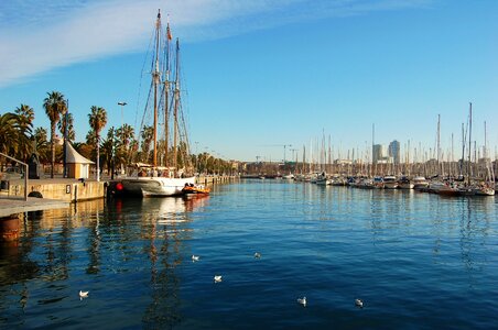 Port of barcelona sailboat quiet morning photo