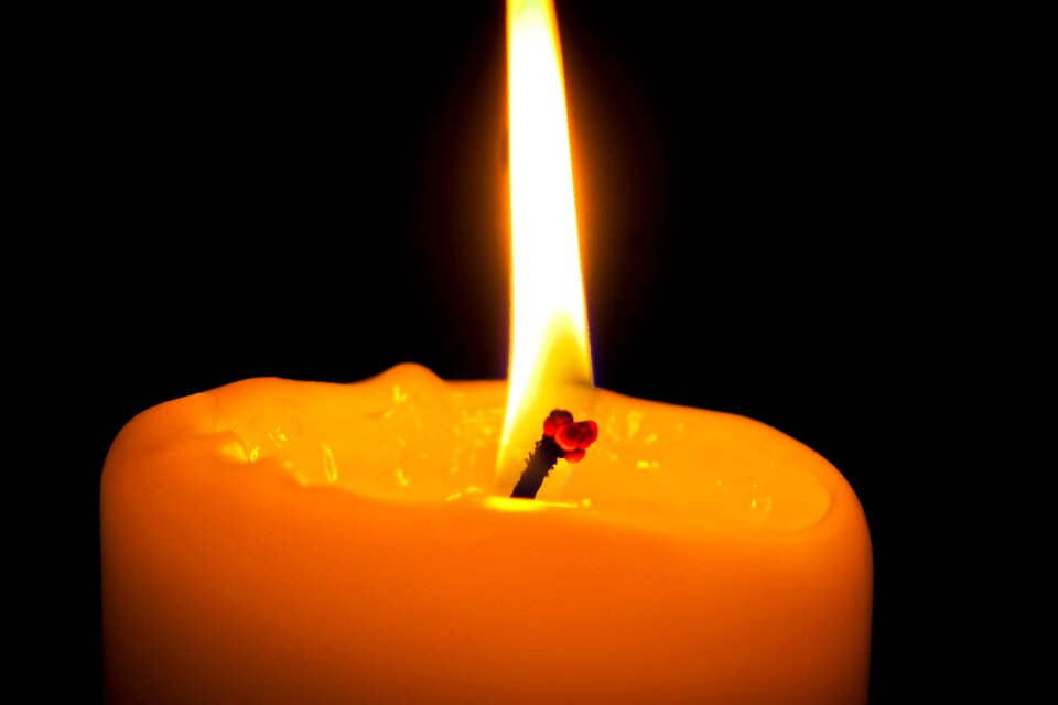 Wax candle red flame