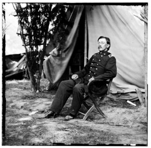 Col. George H. Chapman (3rd Indiana Cavalry) at his headquarters. Army of the Potomac LOC cwpb.01716