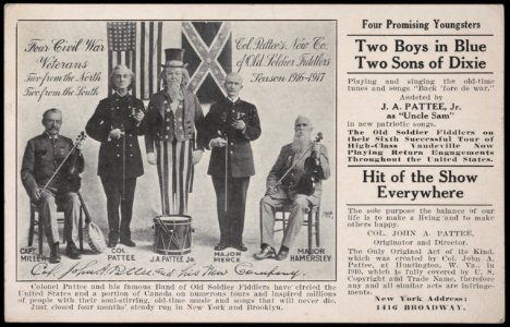 Col. J.A. Patee's New Co. of Old Soldier Fiddlers, season 1916-1917 Four Civil War veterans, two from the North, two from the South - - Apeda, N.Y. LCCN2017658733