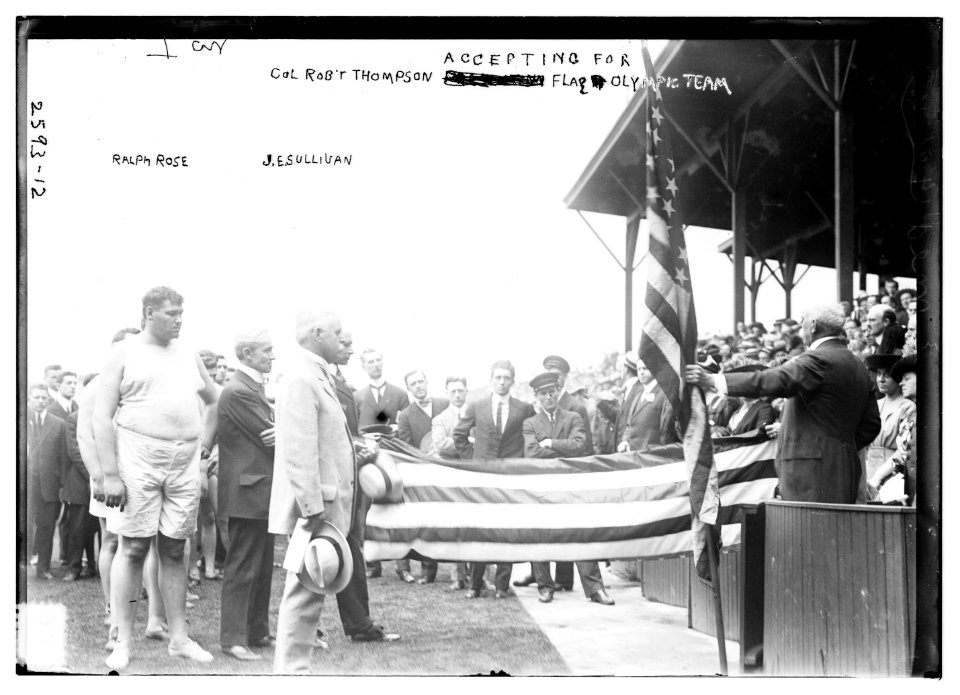 Col. Robt. Thompson accepting Flag for Olympic team LCCN2014691902