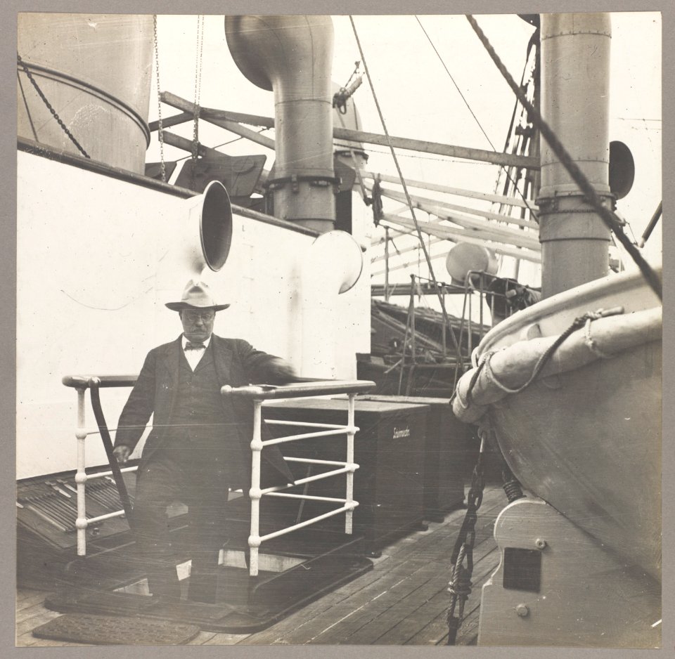 Col. Theodore Roosevelt stepping onto the deck of a ship LCCN2010645465