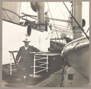 Col. Theodore Roosevelt stepping onto the deck of a ship LCCN2010645465