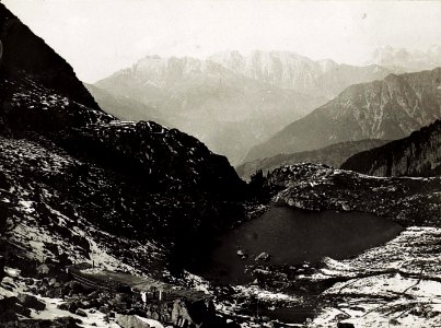Coldosé, im Hintergrunde Rosengarten, rechts die Marmolata. (BildID 15575396)