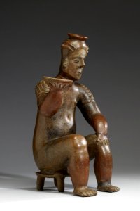 Colima - Seated Female Figure - Walters 20092053 - Three Quarter Right