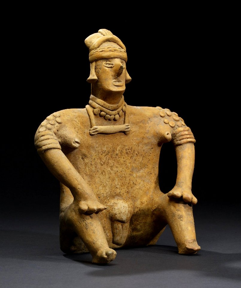 Colima - One of Four Figures, Seated Male - Walters 200920604 - Three Quarter Right