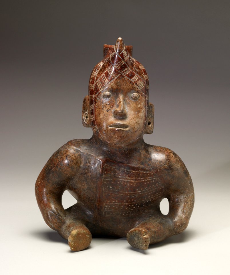 Colima - Seated Dwarf Shaman with Horn on Forehead and Hands on the Knees - Walters 482792