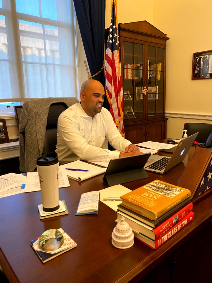 Colin Allred during COVID-19 town hall