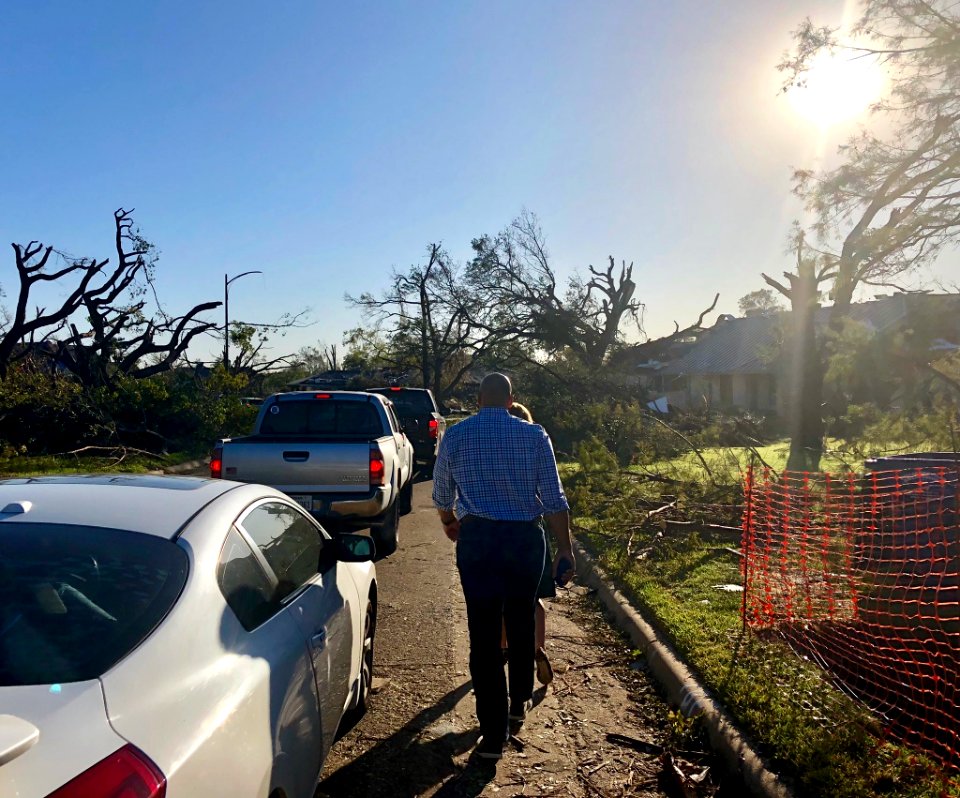 Colin Allred visiting Dallas-Richardson, Texas tornado damage 03