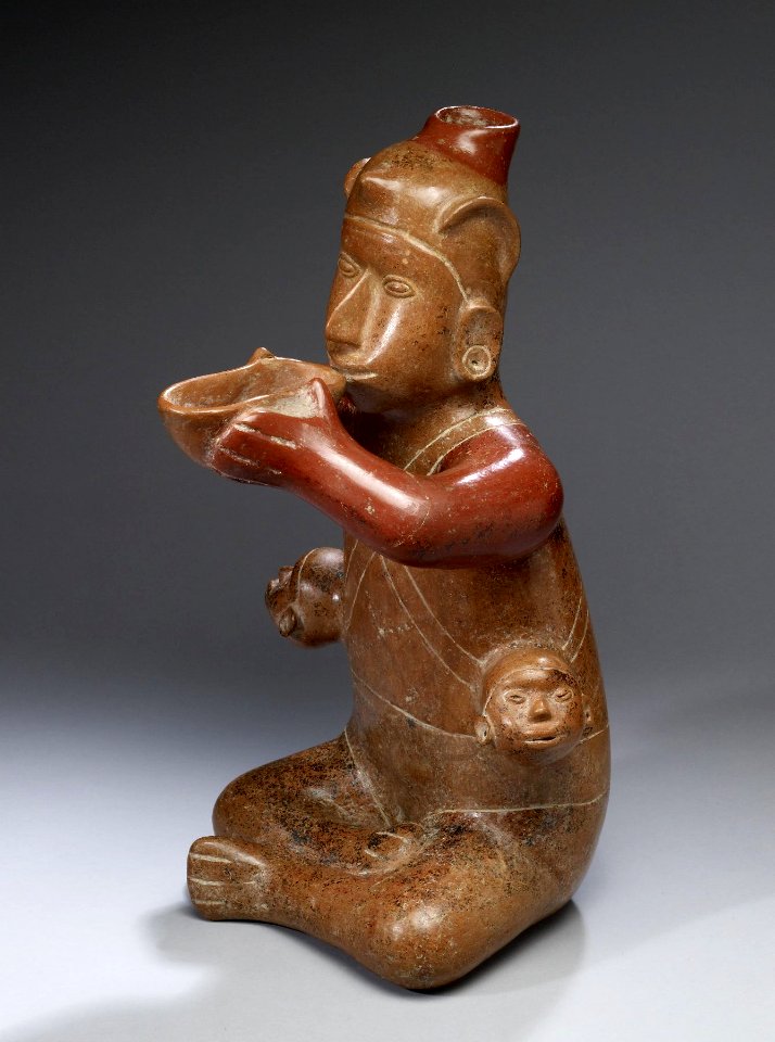 Colima - Seated Male with Trophy Heads - Walters 20092010 - Three Quarter Left