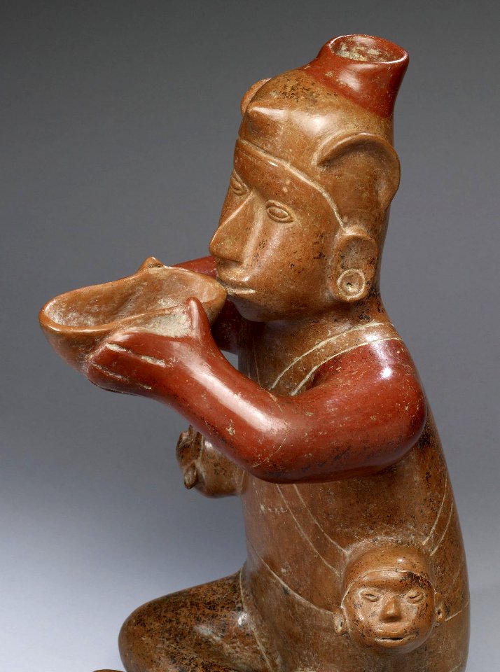 Colima - Seated Male with Trophy Heads - Walters 20092010 - Detail A