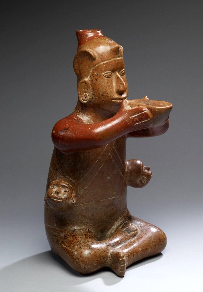 Colima - Seated Male with Trophy Heads - Walters 20092010 - Three Quarter Right