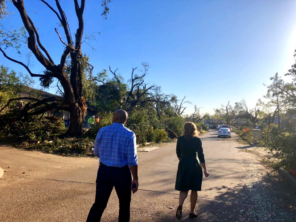 Colin Allred visiting Dallas-Richardson, Texas tornado damage 01