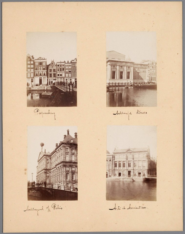 Blad 30 van een losbladig album met halfstereofoto's van stadsgezichten van A. Jager de Papenbrug