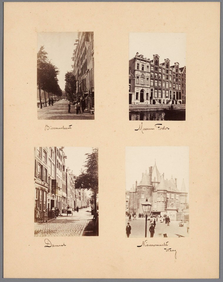 Blad 16 van een losbladig album met halfstereofoto's van stadsgezichten van onder anderen A. Jager Binnenkant