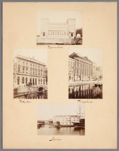 Blad 2 van een losbladig album met halfstereofoto's van stadsgezichten van A. Jager Zeemanshuis