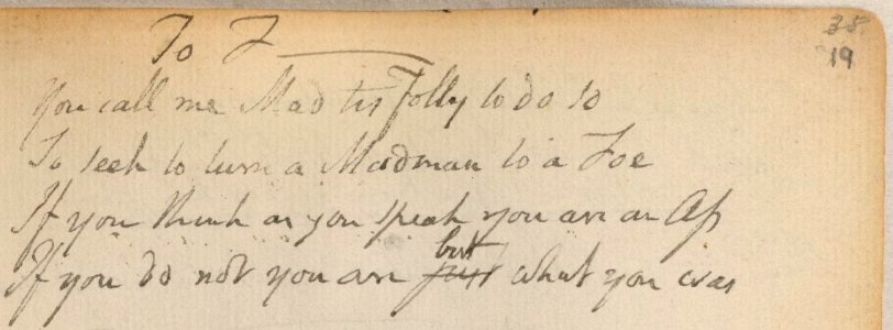 Blake manuscript - Notebook 1808 - 32 To F (You call me Mad)
